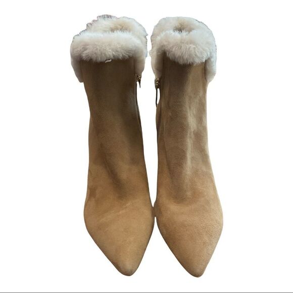 Marc Fisher LTD | Jacinte Dark Natural Suede Leather Pointed-Toe Ankle Booties 5 - Picture 4 of 5